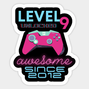 Level 9 Unlocked Awesome 2012 Video Gamer Sticker